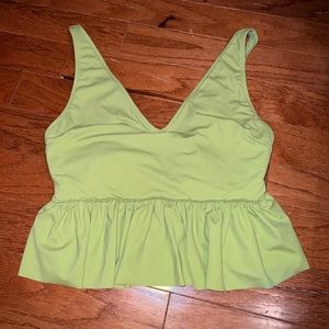 Kortni Jeane Green V-Neck Swim Top